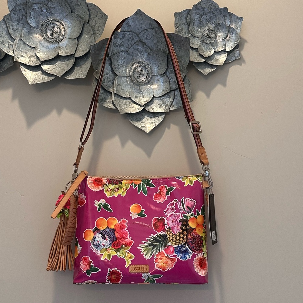 Consuela Downtown Birdie Pink Floral Crossbody Bag with Tags Leather Tassel